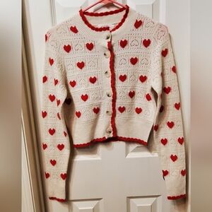 Jessica Simpson Heart Patterned Cardigan Sweater Size XS